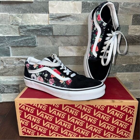 Vans Old Skool Garden Floral Women's Sneakers Black Back to School Size 7 Skate - Picture 1 of 8